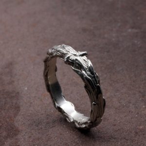 Bague branche de séquoia fine