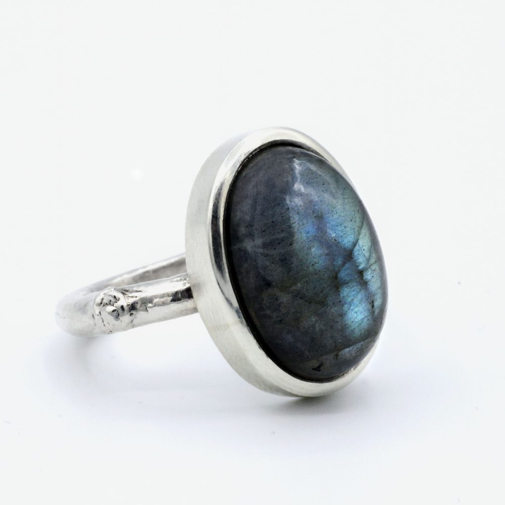 Branche de hêtre et labradorite, argent 925 recyclé