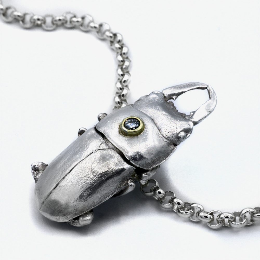 Petit lucane, diamant et or 750 de la cliente, argent 925 recyclé